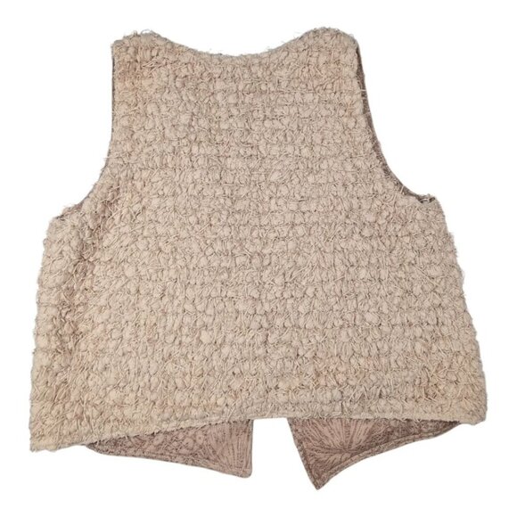 Boho Mystree Vest Sleeveless Textured Hippie Tan Womens Large - Picture 2 of 6